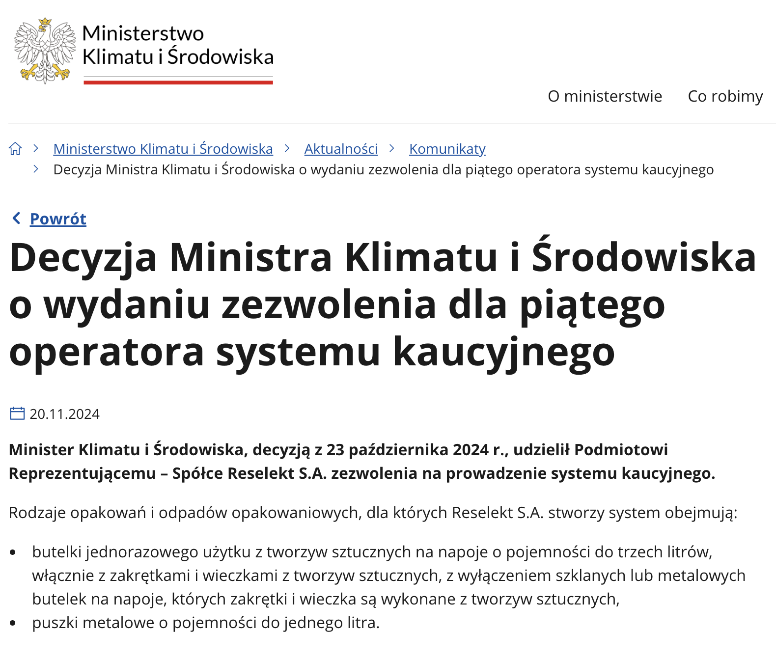 Miniatura — Decyzja Ministra